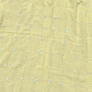 Yellow baby blanket knit 33”x25” Vintage Handmade Crochet
